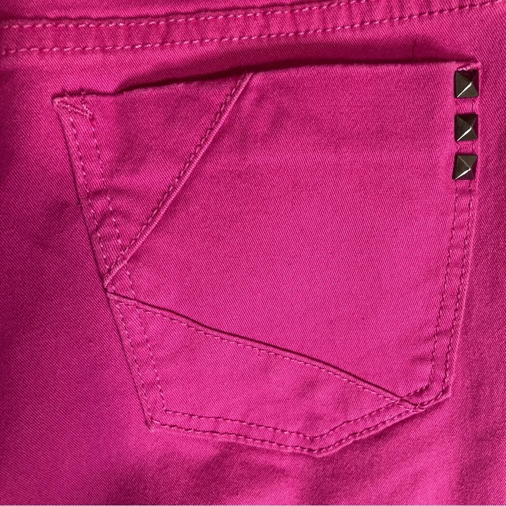 Kardashian Kollection Zip Fly Magenta Denim Stretch Pants - Size 14 - Picture 8 of 9
